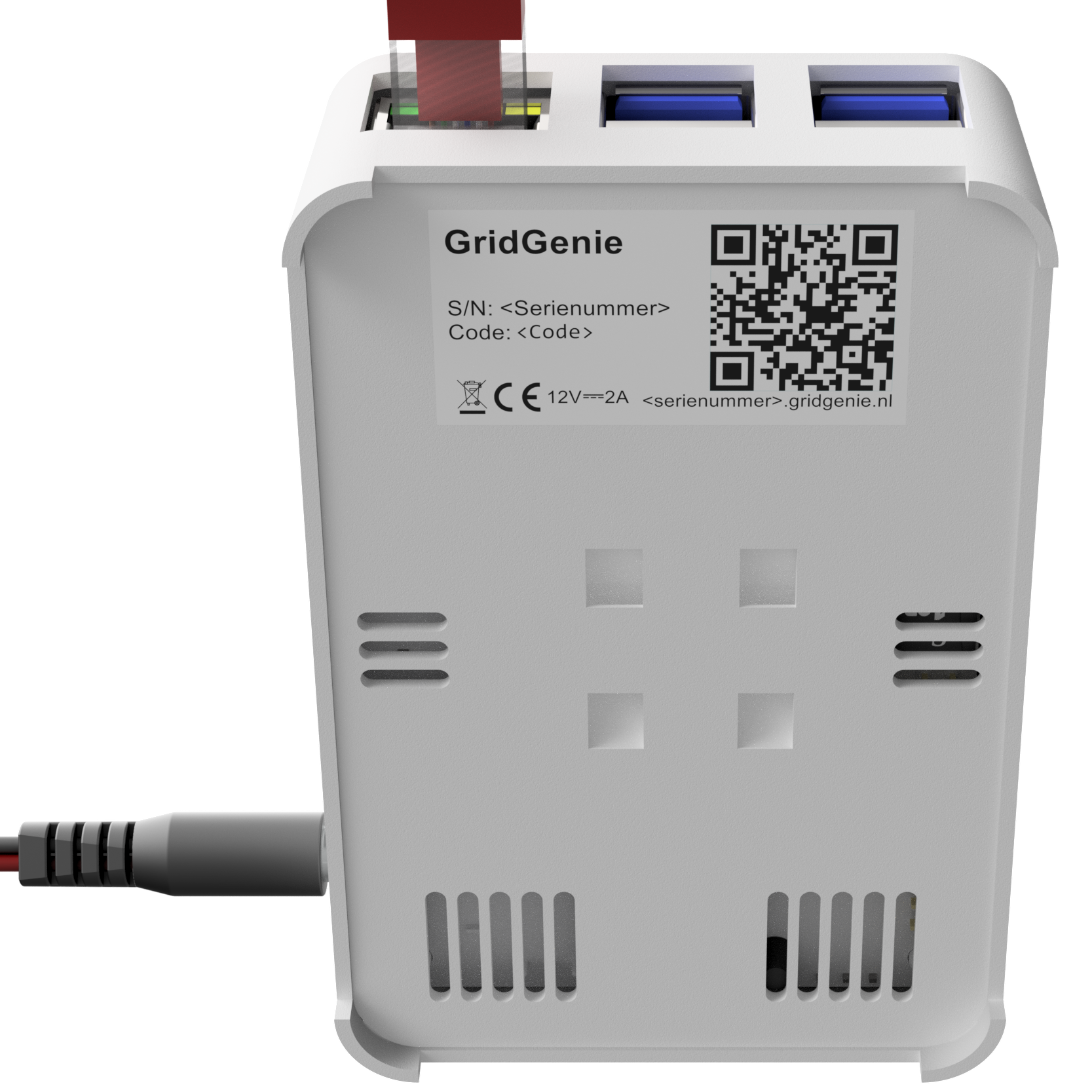 Label met QR-code op de onderzijde van de box